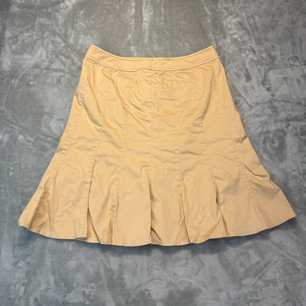 Anne Klein‎ Womens Tan Beige Cotton Stretch A-Line Flare Skirt Size 8